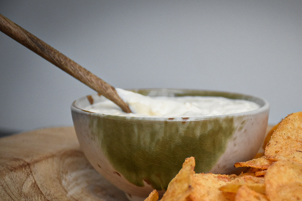 Stoneware Dip and Nibble Bowl – Sage Splash