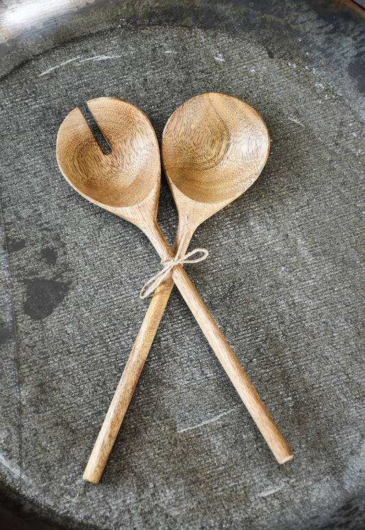 Wooden Salad Spoon Set 28cm