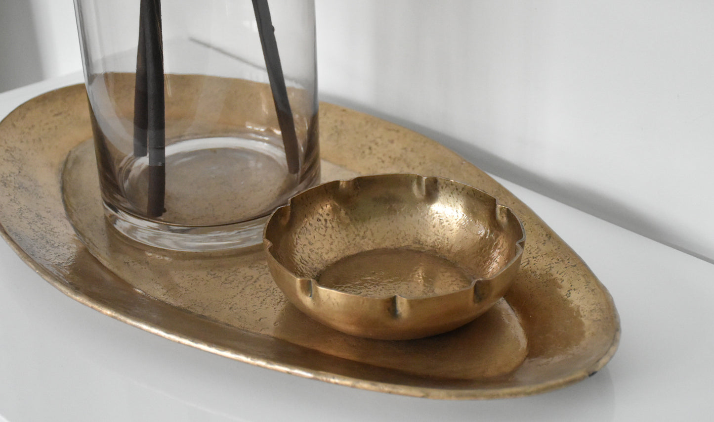 Gold Caelen Hand Hammered Oval Serving Display Tray